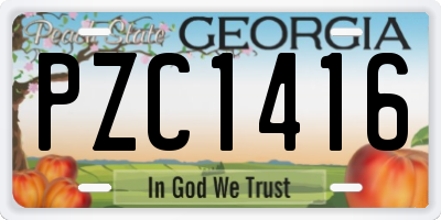 GA license plate PZC1416