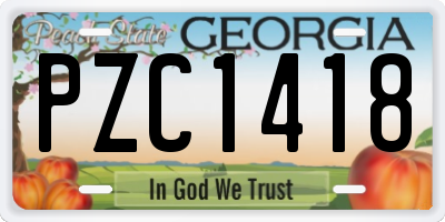 GA license plate PZC1418