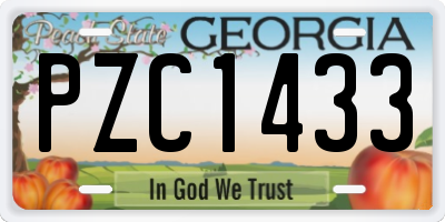 GA license plate PZC1433