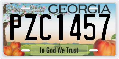 GA license plate PZC1457