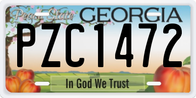 GA license plate PZC1472