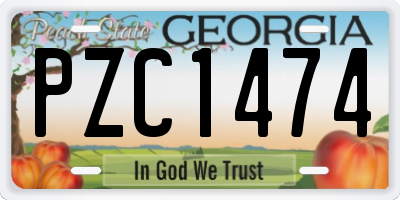 GA license plate PZC1474