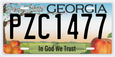 GA license plate PZC1477