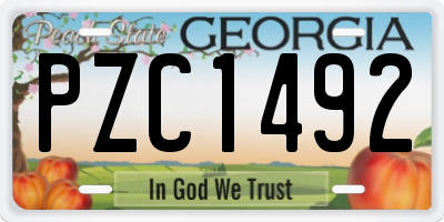 GA license plate PZC1492