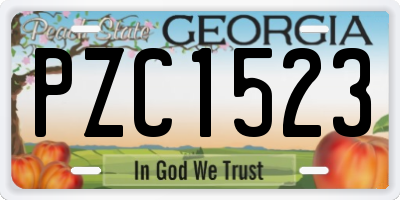 GA license plate PZC1523