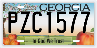 GA license plate PZC1577