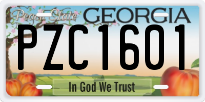 GA license plate PZC1601