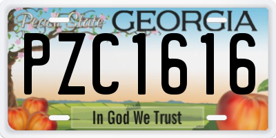 GA license plate PZC1616
