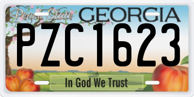 GA license plate PZC1623