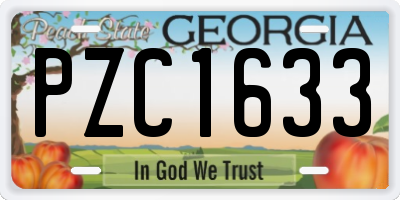 GA license plate PZC1633