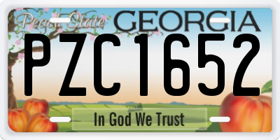 GA license plate PZC1652