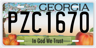 GA license plate PZC1670