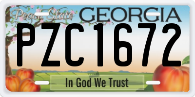 GA license plate PZC1672