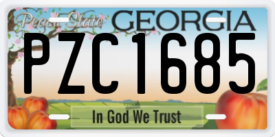 GA license plate PZC1685