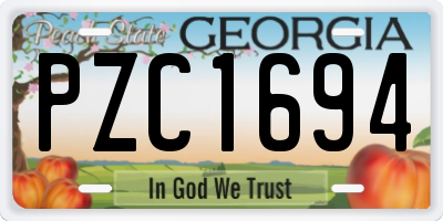 GA license plate PZC1694