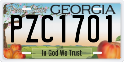 GA license plate PZC1701