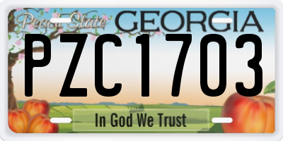 GA license plate PZC1703