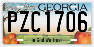 GA license plate PZC1706