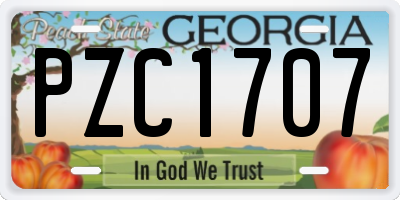 GA license plate PZC1707