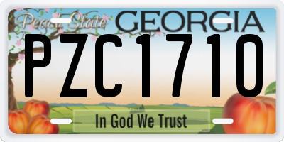 GA license plate PZC1710
