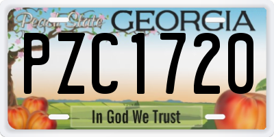 GA license plate PZC1720