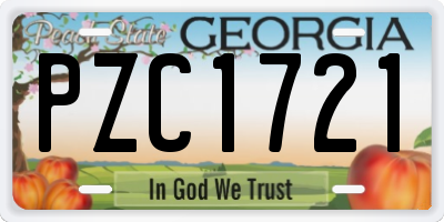 GA license plate PZC1721