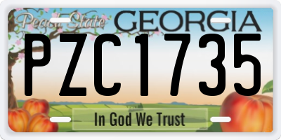 GA license plate PZC1735