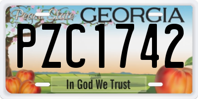GA license plate PZC1742