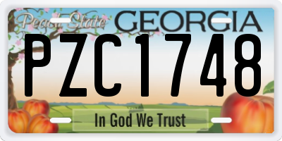 GA license plate PZC1748