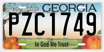 GA license plate PZC1749
