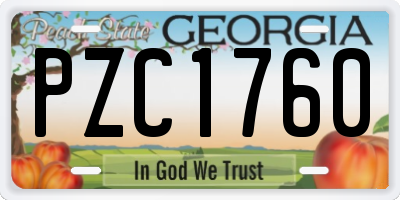 GA license plate PZC1760