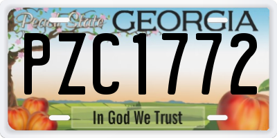 GA license plate PZC1772