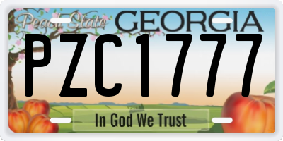 GA license plate PZC1777
