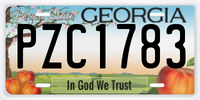 GA license plate PZC1783