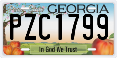 GA license plate PZC1799