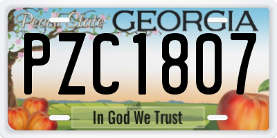 GA license plate PZC1807