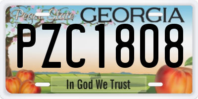 GA license plate PZC1808