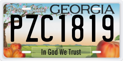 GA license plate PZC1819