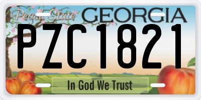 GA license plate PZC1821