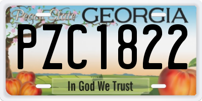 GA license plate PZC1822