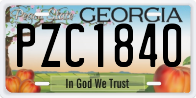 GA license plate PZC1840