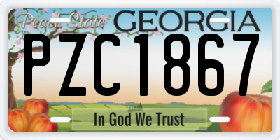 GA license plate PZC1867