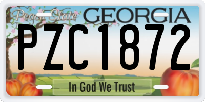 GA license plate PZC1872