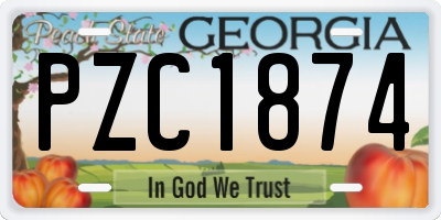 GA license plate PZC1874