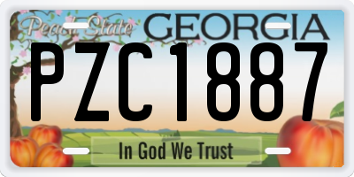 GA license plate PZC1887