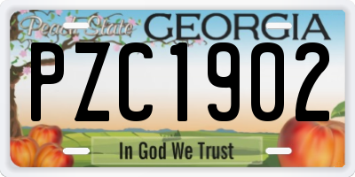 GA license plate PZC1902