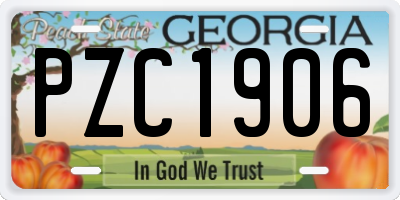 GA license plate PZC1906