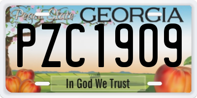 GA license plate PZC1909