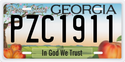 GA license plate PZC1911