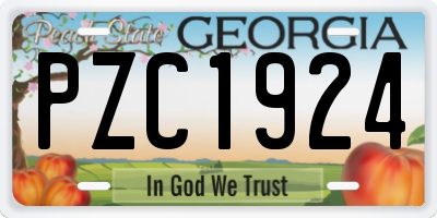 GA license plate PZC1924
